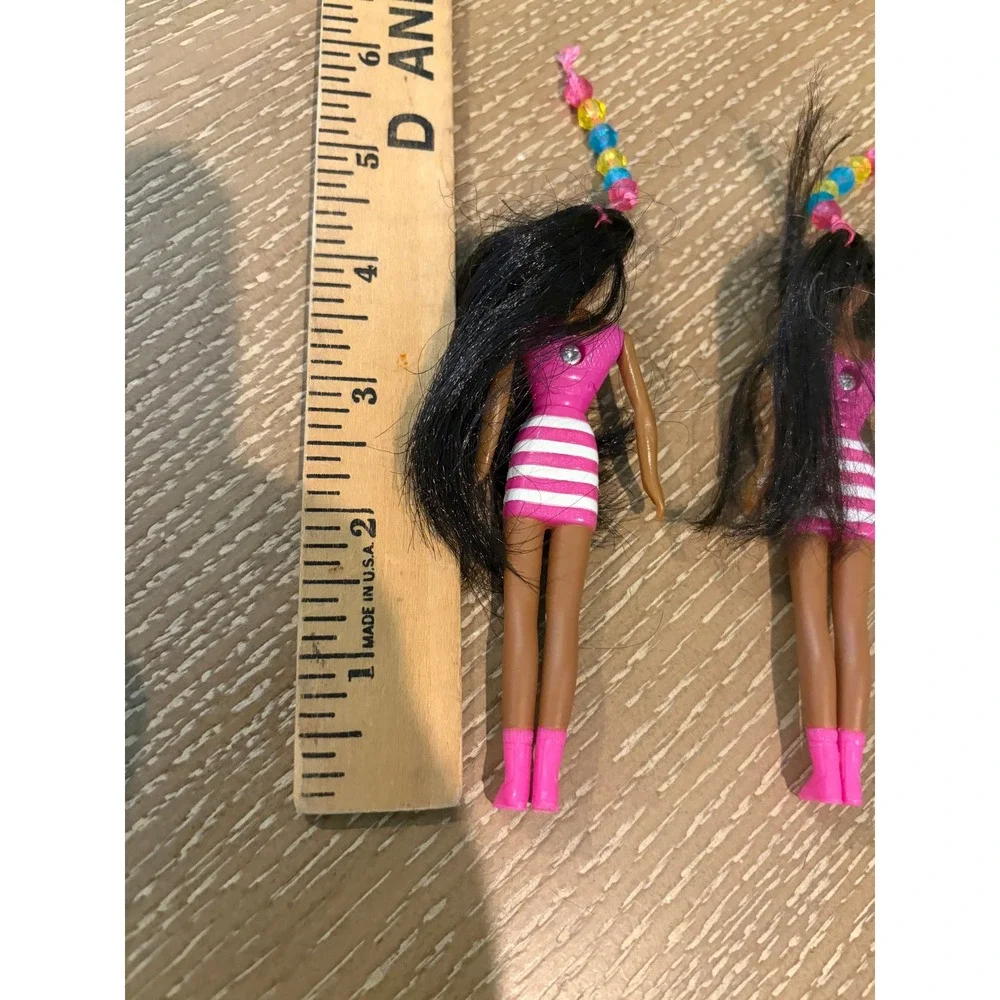 Lot of 2 Vintage McDonalds 1998 Barbie Bead Blast Christie Doll Happy Meal Toy